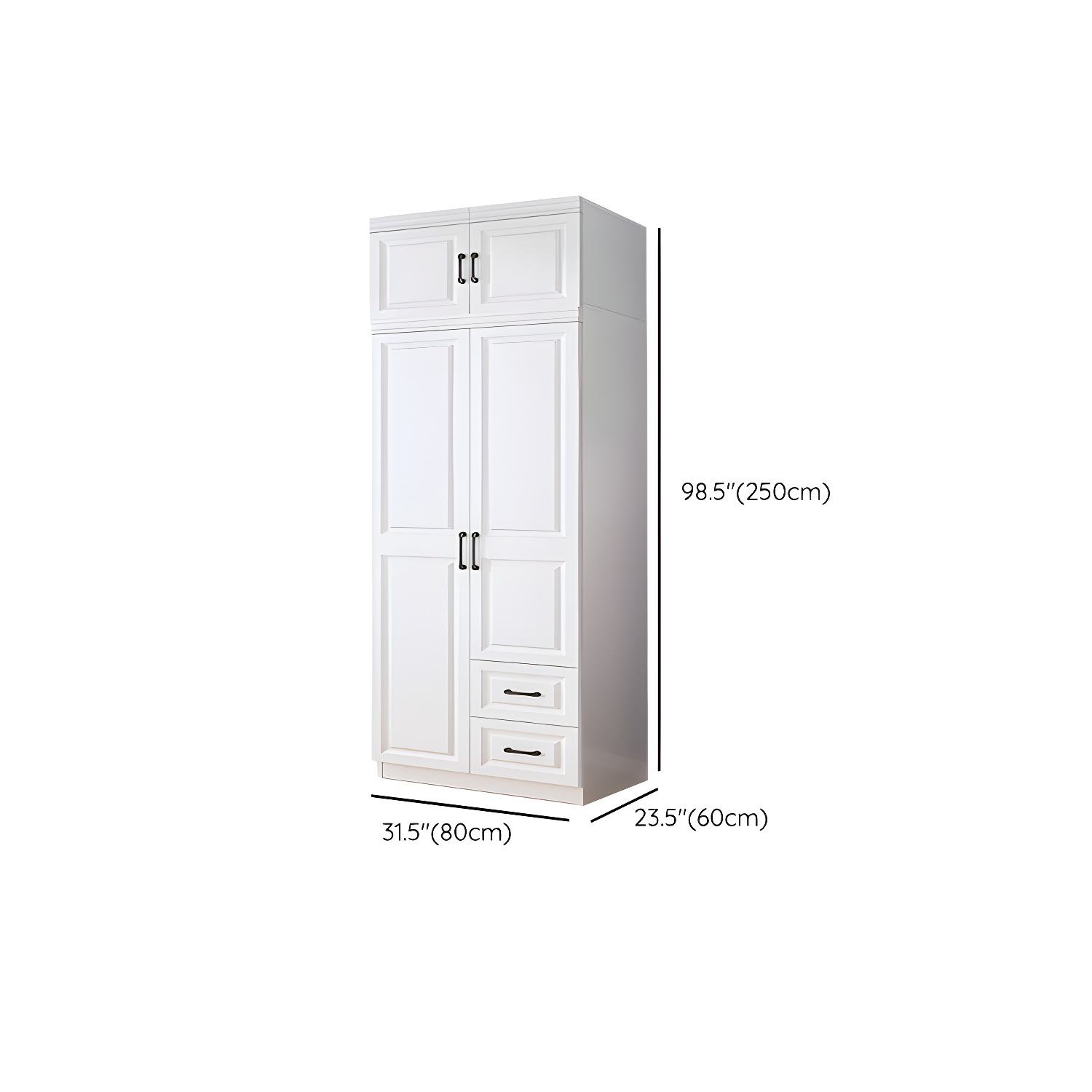 Modern White Wood Wardrobe Armoire with Soft-Close Drawers and Clothing Rod - image 14