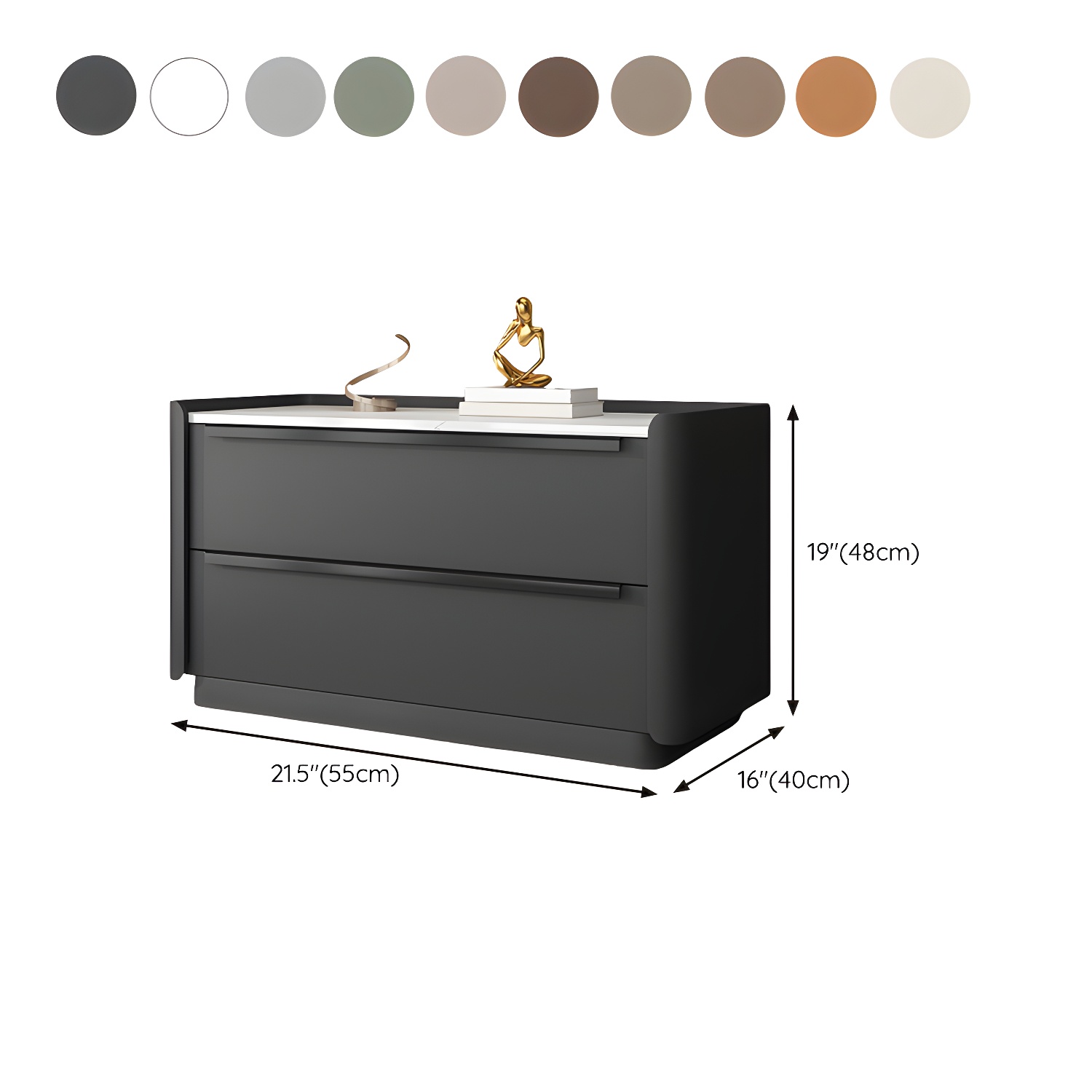 Modern Faux Leather Drawer Storage Nightstand in Stone Finish - image 22