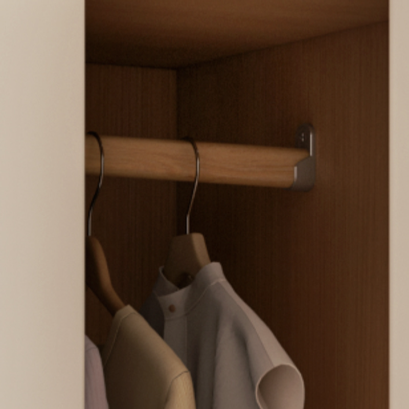 Chalk Modish Laminate Wardrobe Closet with Soft Close Drawer, Soft Close Door, Interior Shelves, and Clothing Rod - image 4