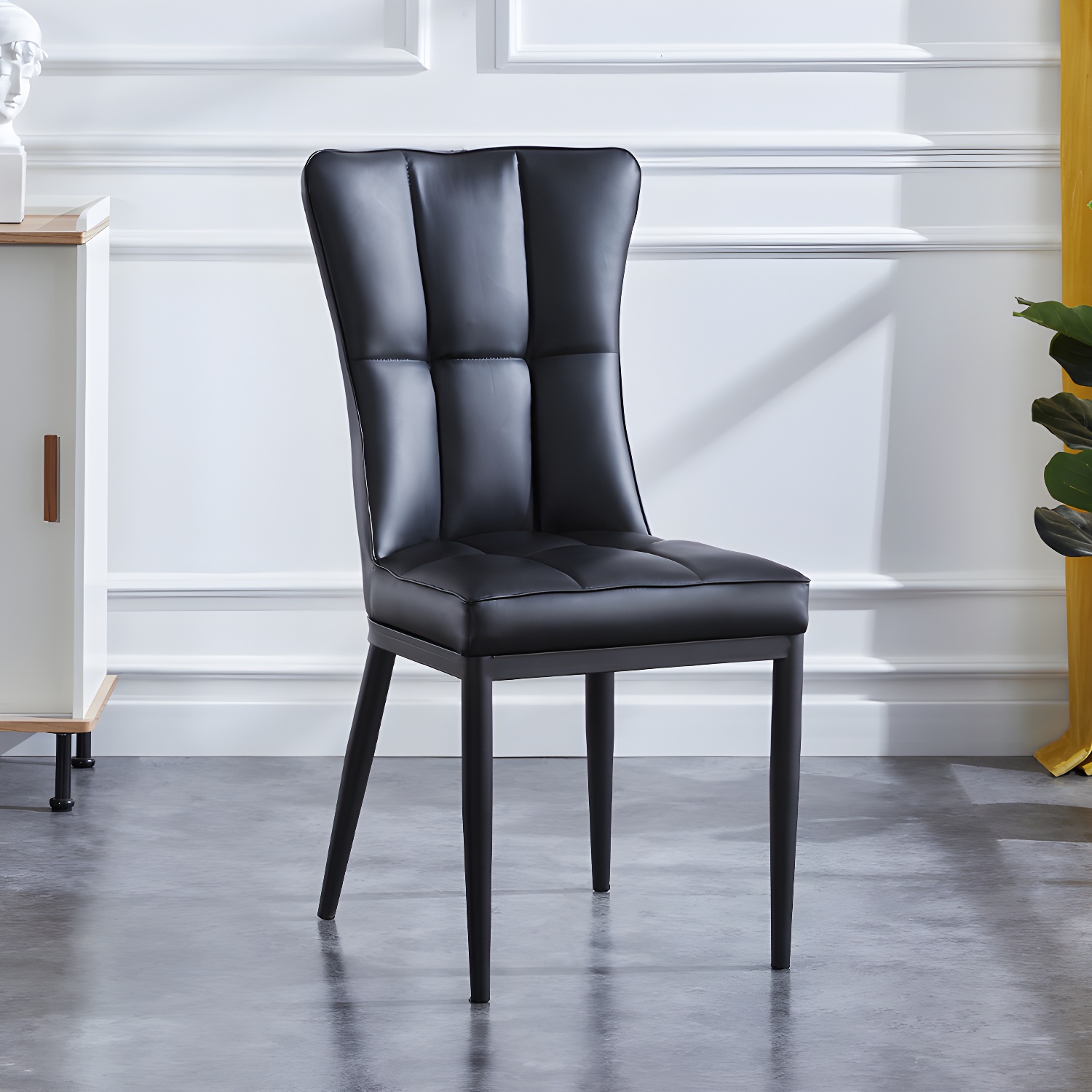 Upholstered Armless Dining Chairs Solid Back Side Chairs with Metal Legs