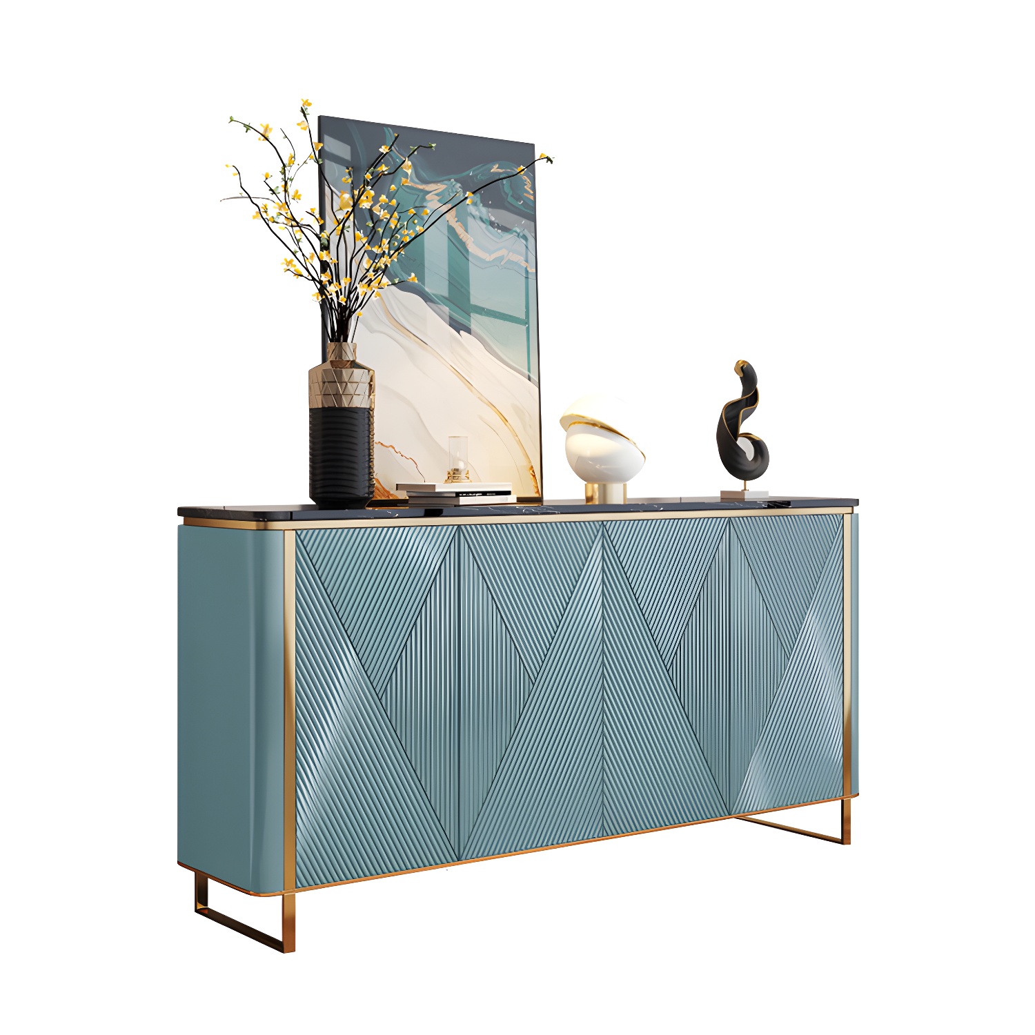 Modern & Contemporary Side Board Stone Credenza with Cabinets - image 5