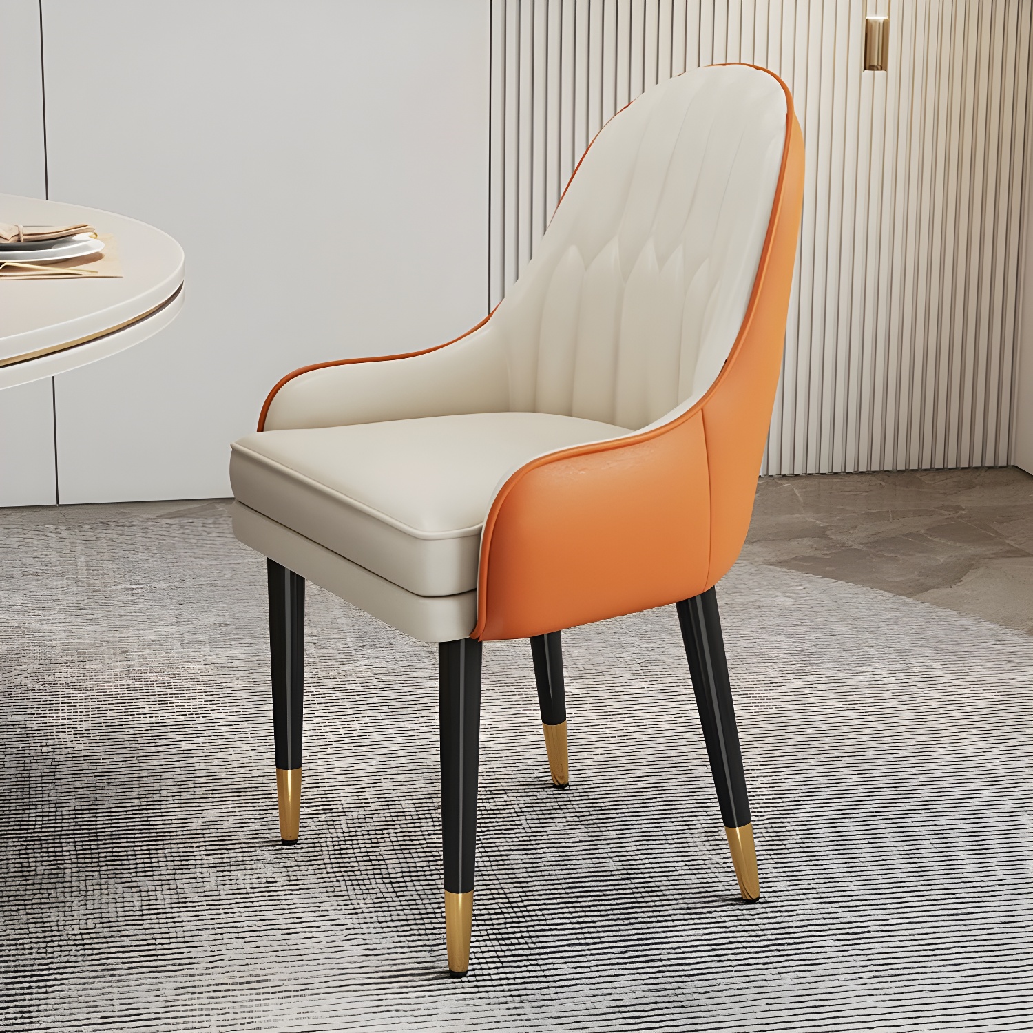 Glam Arm Chair with Upholstered Faux Leather, Solid Back, and Metal Legs - image 18