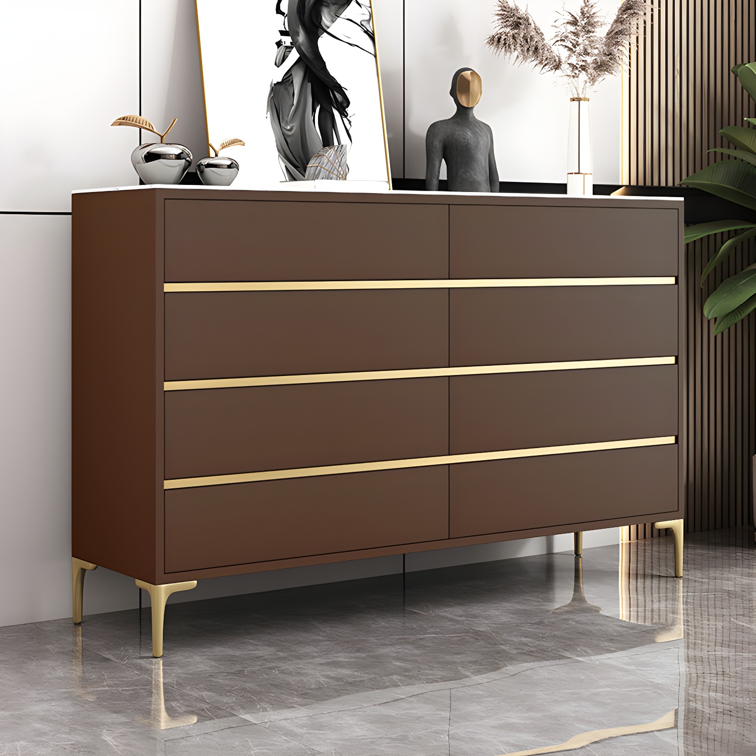 Glam Vertical Stone Storage Chest Bedroom Chest with 8 Drawers - image 10