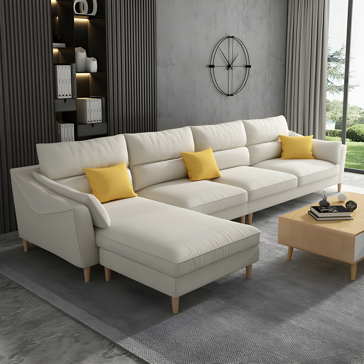 Scandinavian Wood Frame Straight Modular Sofa with Slipcover and Ottoman in 3 Piece Set - image 6