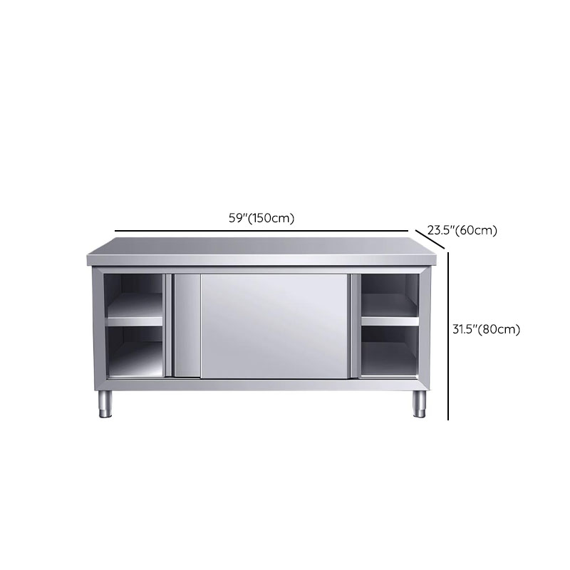 Silver Scullery Sink Cabinet with Reflecting Stainless Alloy Countertop, Self-supporting and Culinary Equipment Storage - image 23