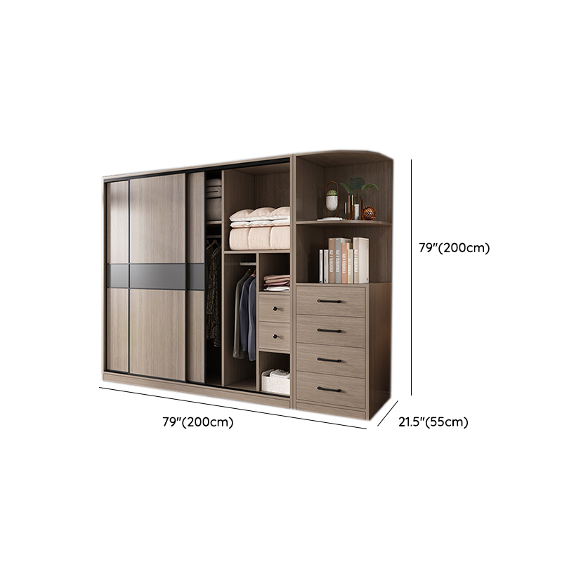 Rustic Brown Self-supporting Armoire Cabinet Pine with Shelves - image 25