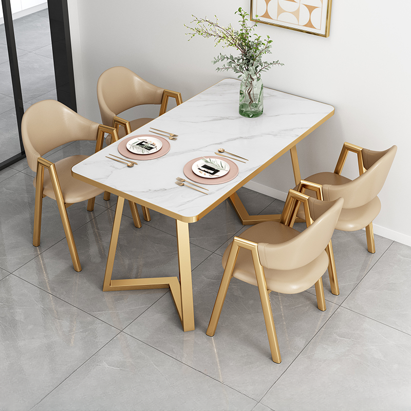 Glamorous Stone Top Sleigh Base Dining Table Set - image 10