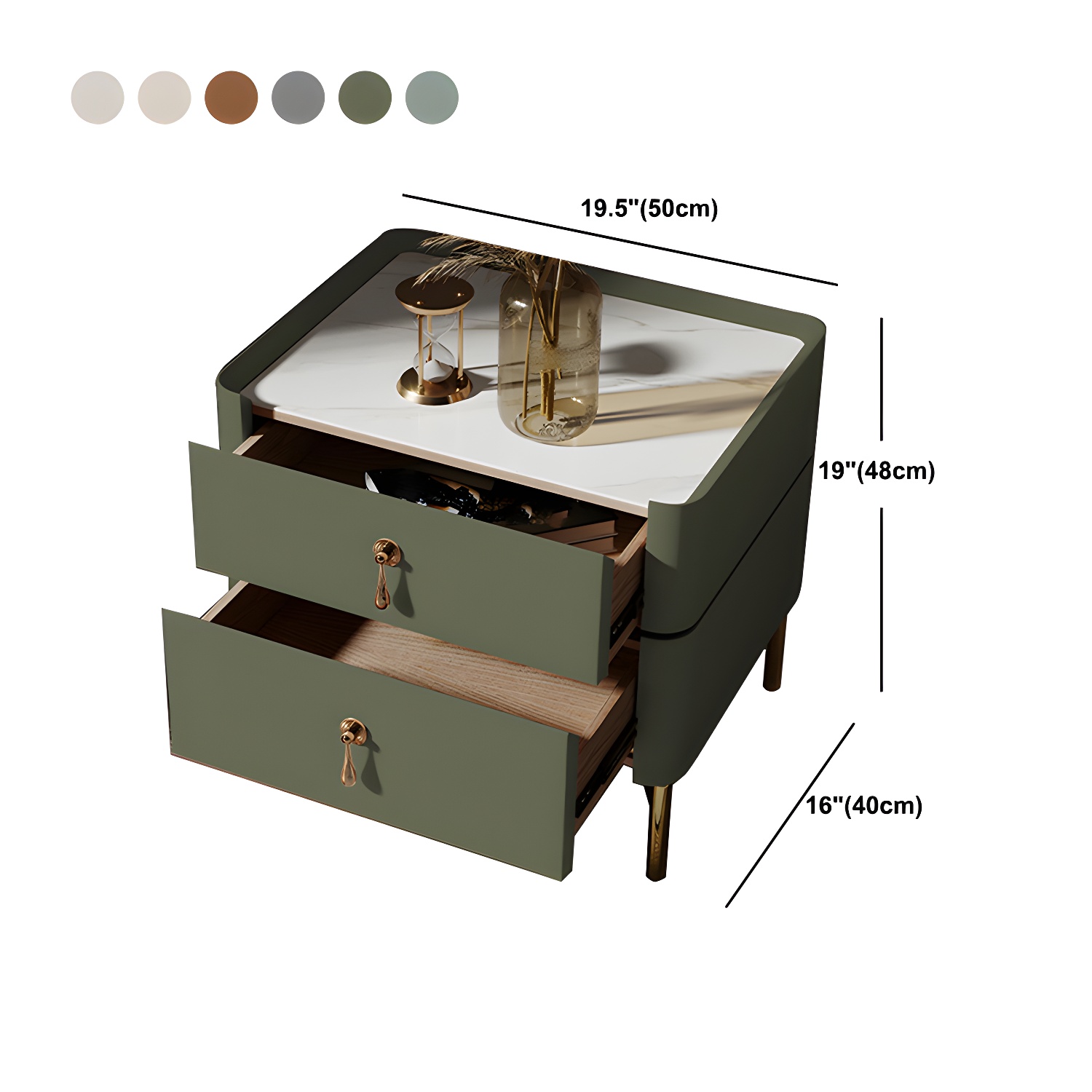 Glam 2-Drawer Nightstand Glass Top 19 Inch H Legs Included Night Table - image 19