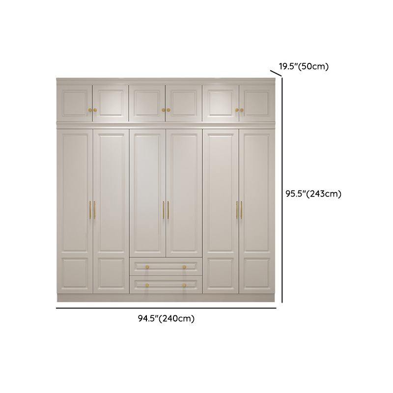 White Minimalist Lumber Wardrobe Closet with Soft Close Drawer, Soft Close Door, Interior Shelves, and Clothing Rod - image 18