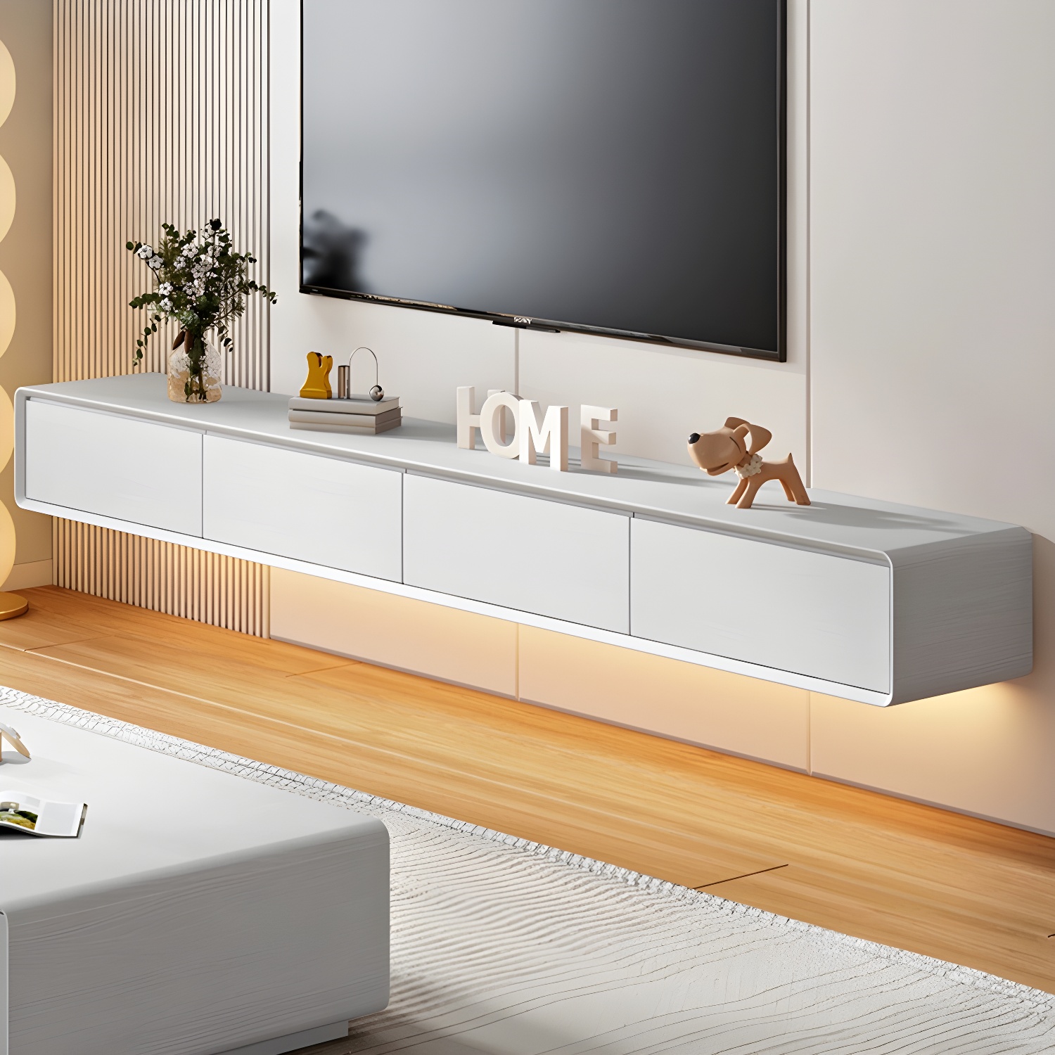 Modern Floating 2-Drawer TV Cabinet with Cable Management for Living Room - image 8