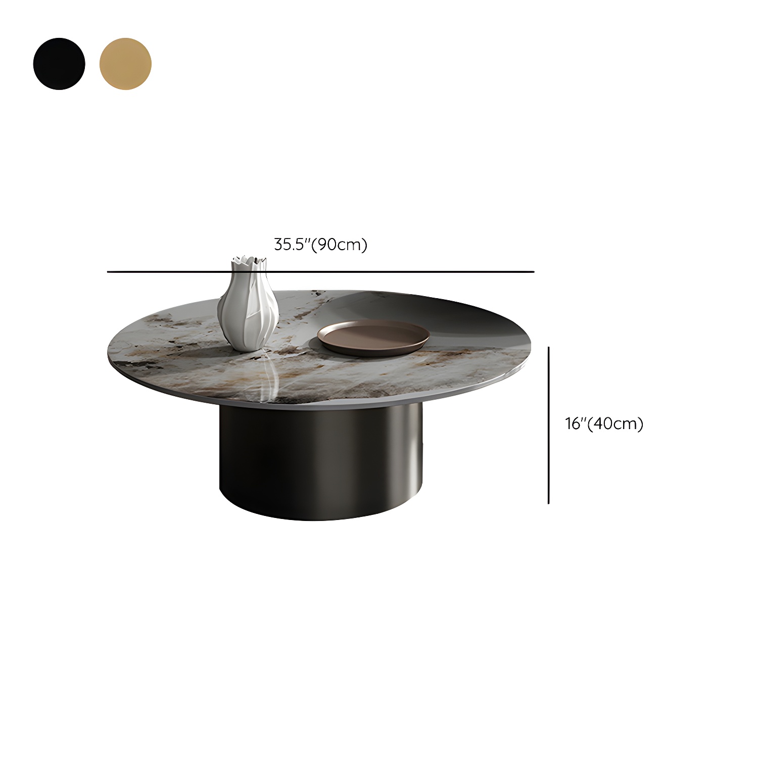 Slate Coffee Table Round Nesting Coffee Table Set with Pedestal Legs - image 14