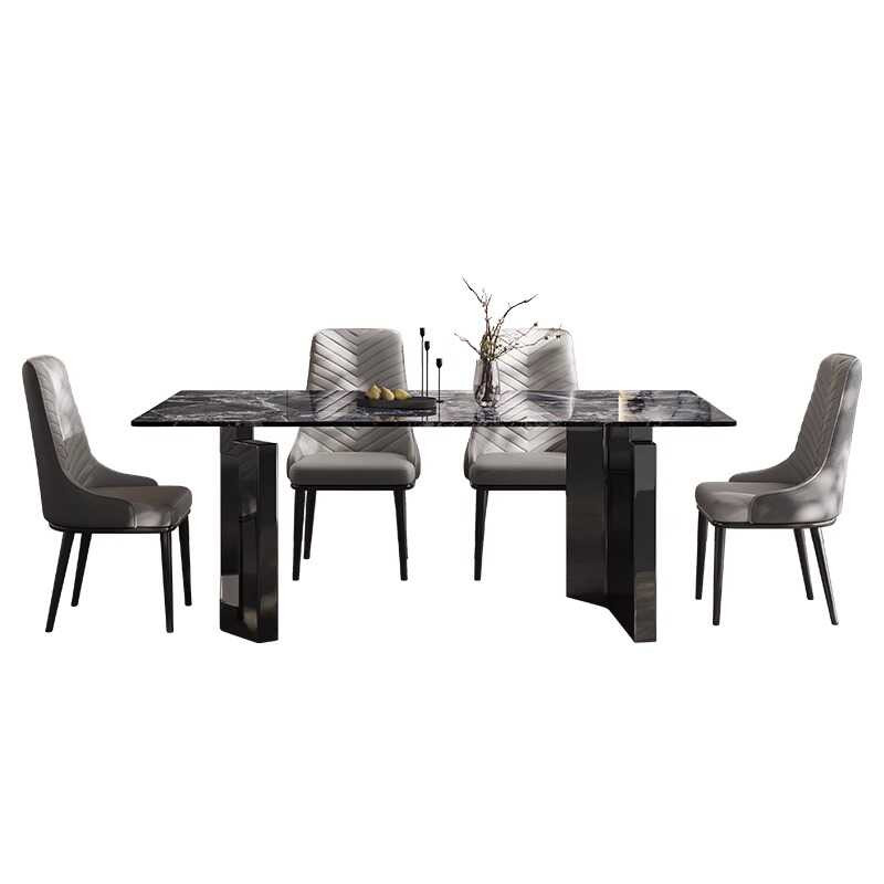 Dining Table Set with Marble Slab Top for 6 People/4 People in Multicolor - image 5
