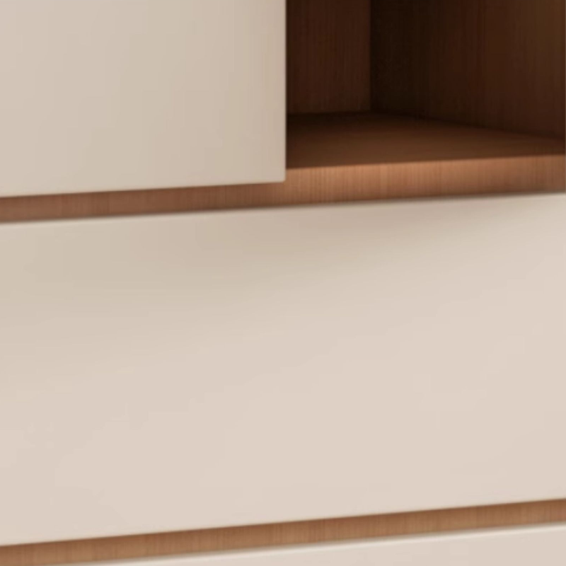 Wood Grain Minimalist Laminate Wardrobe Closet with Soft Close Drawer and Door, Interior Shelves, and Clothing Rod - image 5