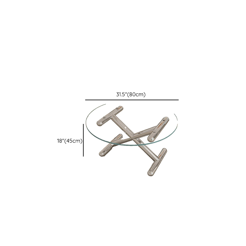 Sleek Silver Stainless Steel Coffee Table with Tempered Glass Top - image 13