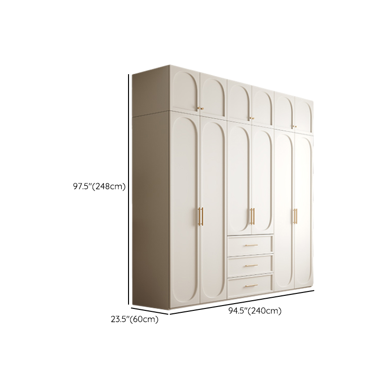 White Minimalist Manufactured Wood Wardrobe Closet with 3-Drawer, Soft Close Door, Interior Shelves, and Clothing Rod - image 21