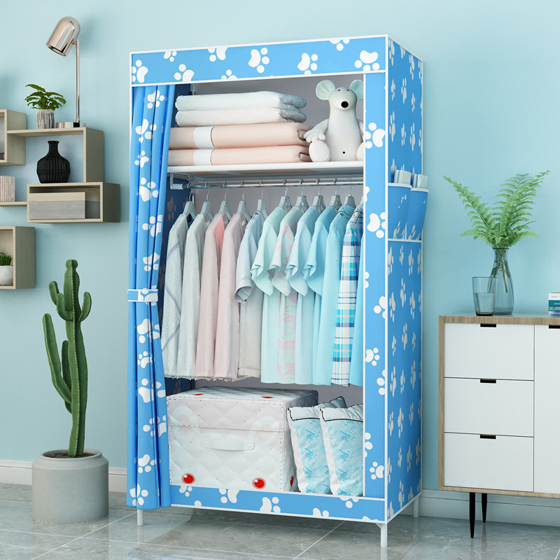Modish Alloy Unfixed Wardrobe Closet with Interior Shelves and Clothing Rod