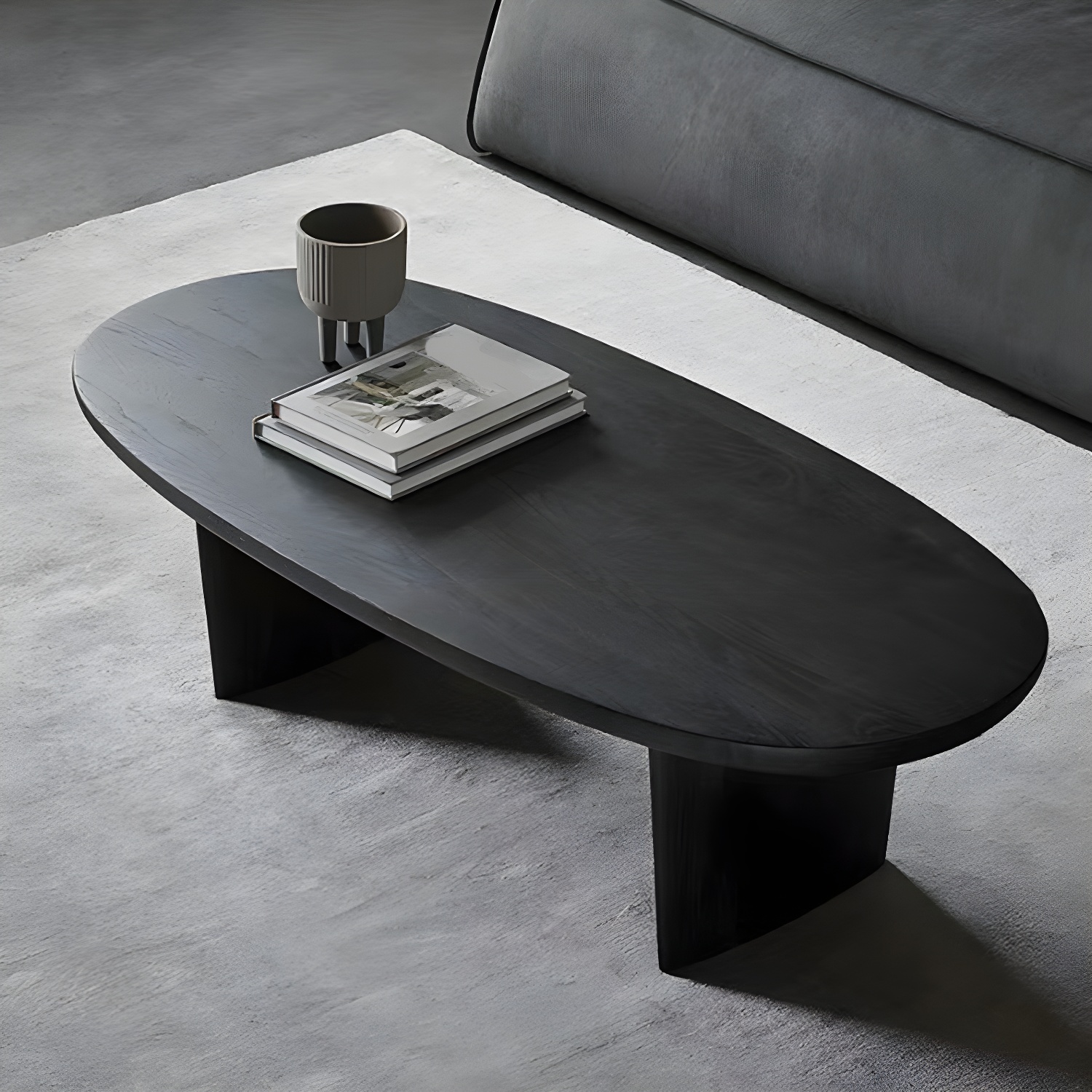 North European Wooden Coffee Table Oval Coffee Table for Living Room