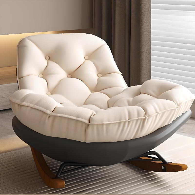 Chalk Modern Simple Style Upholstered Rocking Chair Couch, Scratch-defiant & Cushioned