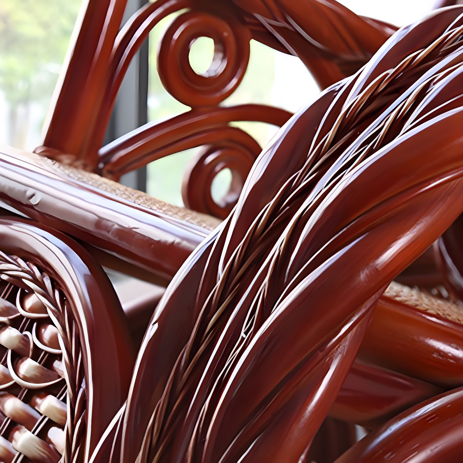 Traditional Rocking Chair Rattan Solid Color Spindle Backrest Indoor Rocking Chair - image 11