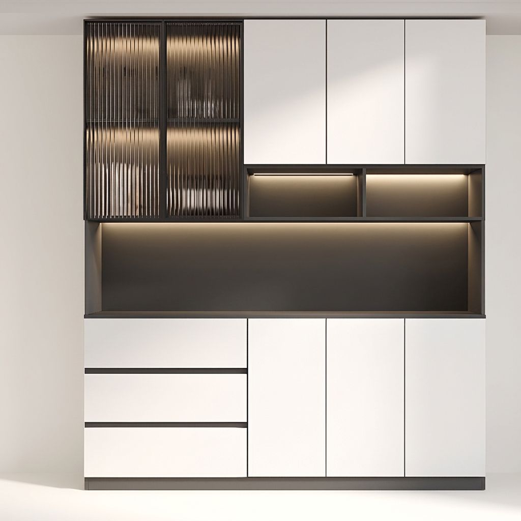 Trendy Sideboard with 3 Drawers, Cupboard, Wide/Standard/Narrow Sizes, 2/1 Shelves, Cabinets, and Glass-panel Door - image 12