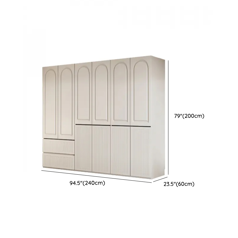 White Minimalist Pine Wood Wardrobe Closet with Soft Close Drawer, Soft Close Door, Interior Shelves, and Clothing Rod - image 14