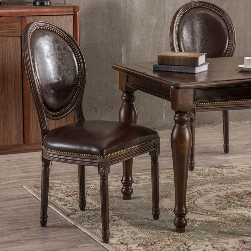 Traditional Antiqued Wood Sturdy Nailhead Trim King Louis Arm Chair/Armless Chair with Outlined and Foot Pads