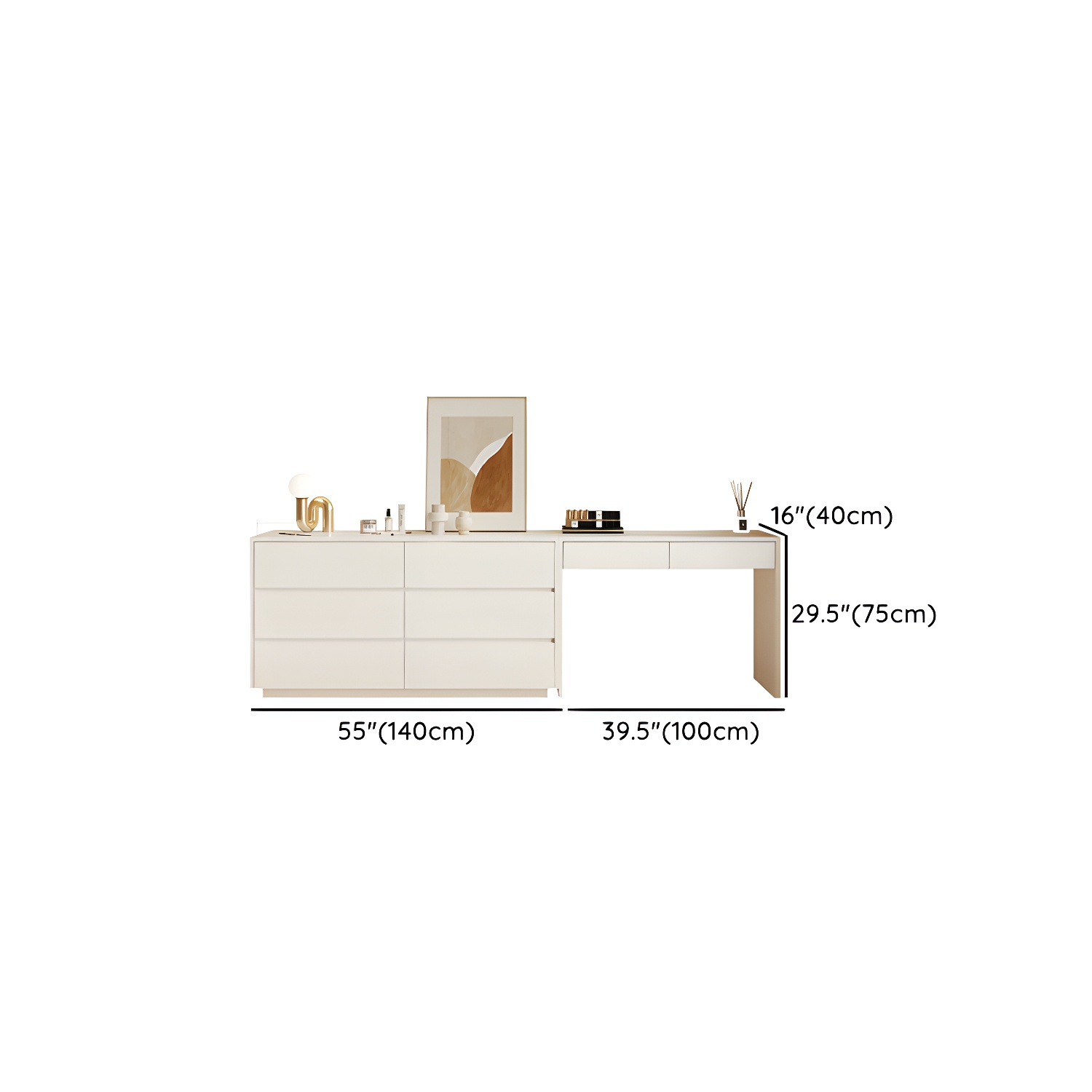 Modern Wood Vanity with Drawers, Large Size, Soft Close Glides, 40cm Width, 75cm Height - image 14