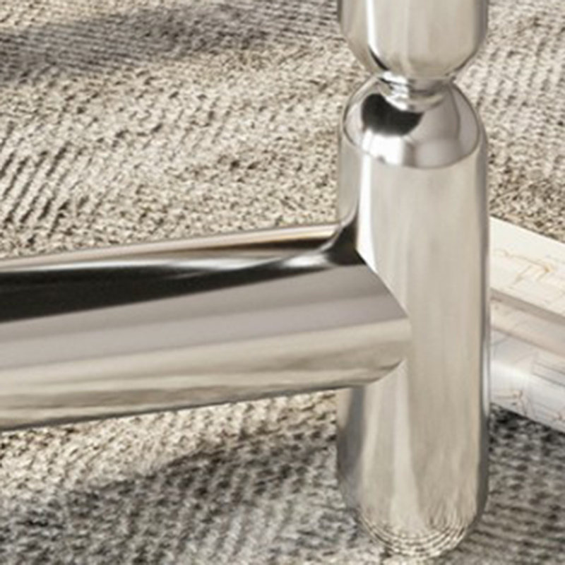 Sleek Silver Stainless Steel Coffee Table with Tempered Glass Top - image 8