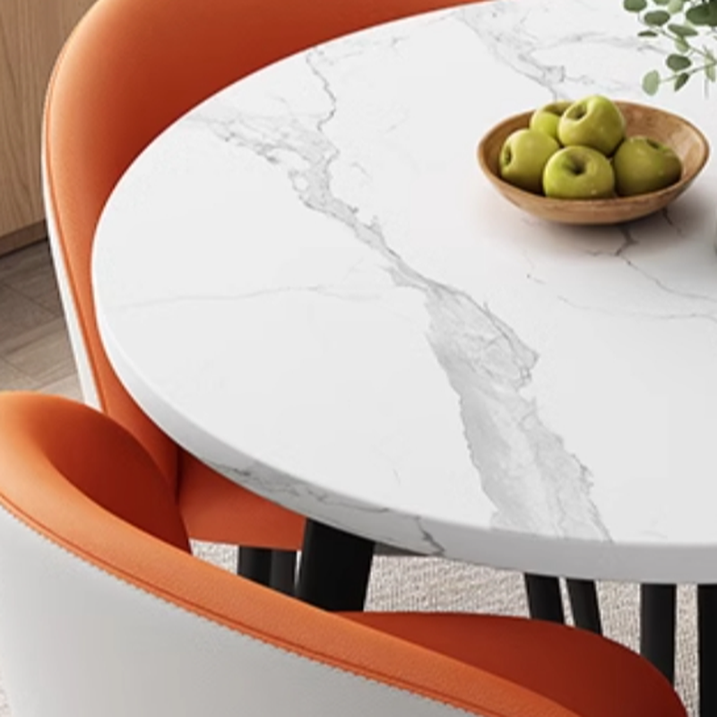 Circular Manufactured Wood Dining Table Set with Upholstered Back, Padded Chair, Arms, Seats 4 - image 20