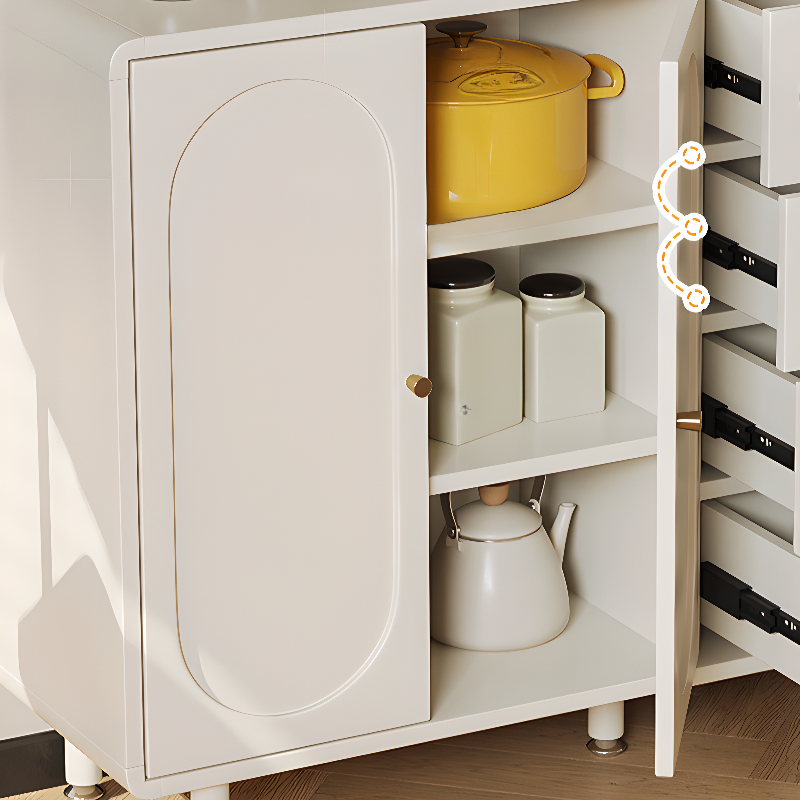 Chalk Modish Composite Wood Console Dresser with 5 Drawers and Hutch, 3 Interior Shelves, Horizontal - image 5
