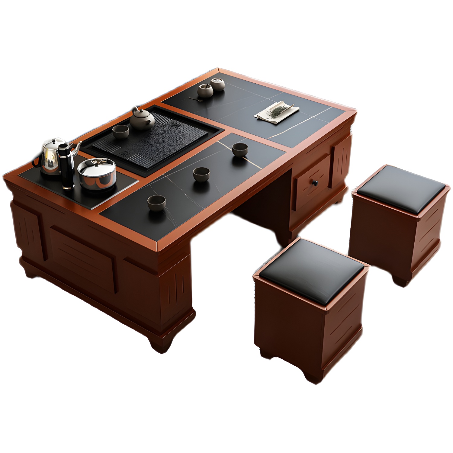 Abstract Slate Coffee Cocktail Table with Storage Drawers Rectangle - image 11