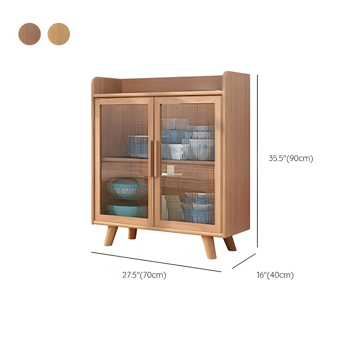 Scandinavian Style Narrow Wood Cabinet 40 cm Buffet & Sideboard Without Drawers Server - image 20