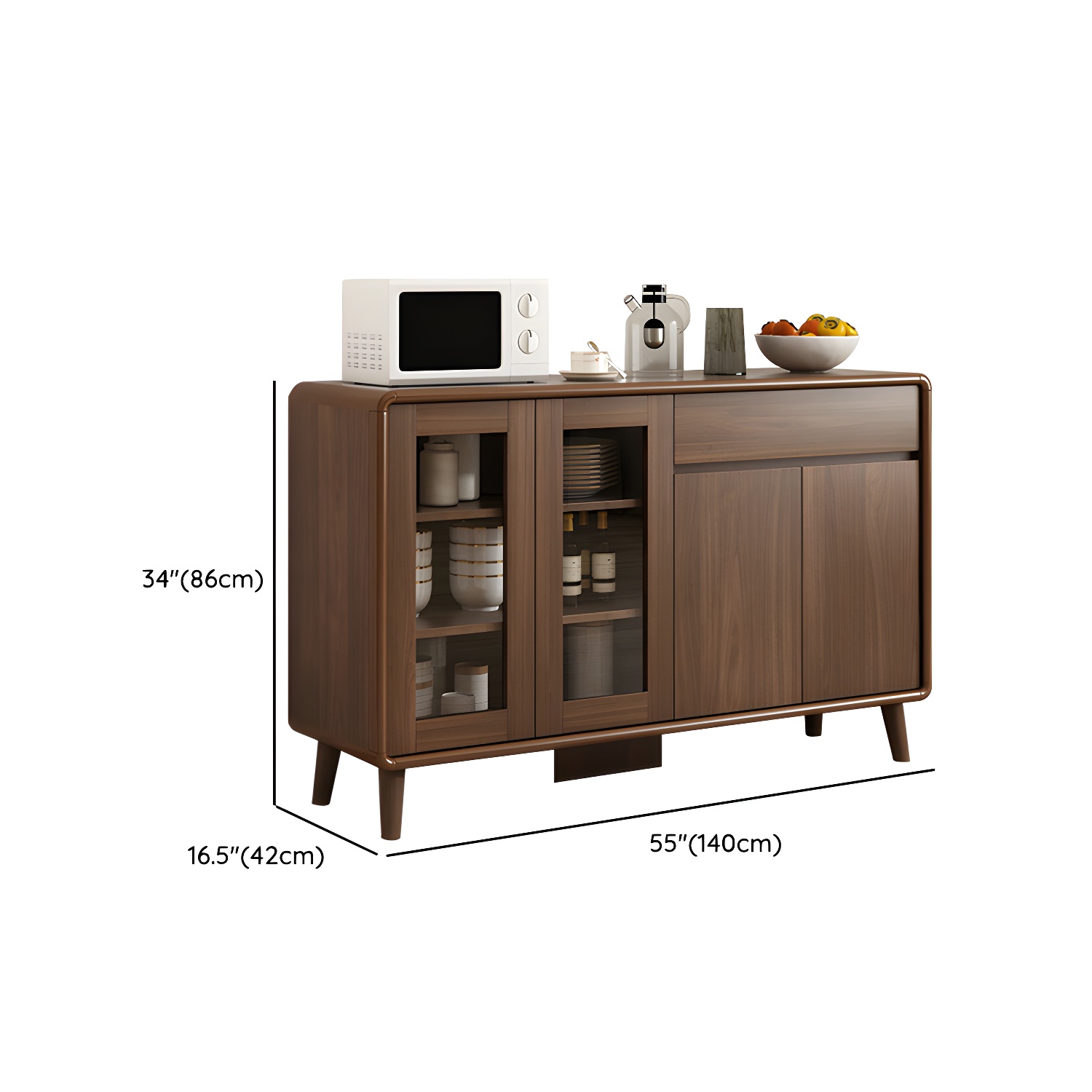 Modern Brown Wood Sideboard with Cabinets and Drawers - Stylish and Functional Buffet for Storage - image 11