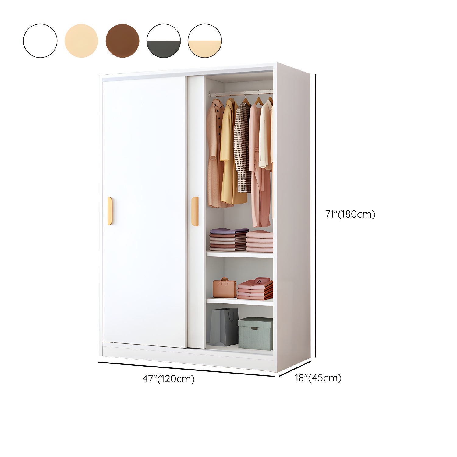 Contemporary Wood Wardrobe Armoire with Sliding Doors, Clothing Rod, and Interior Shelves - image 18