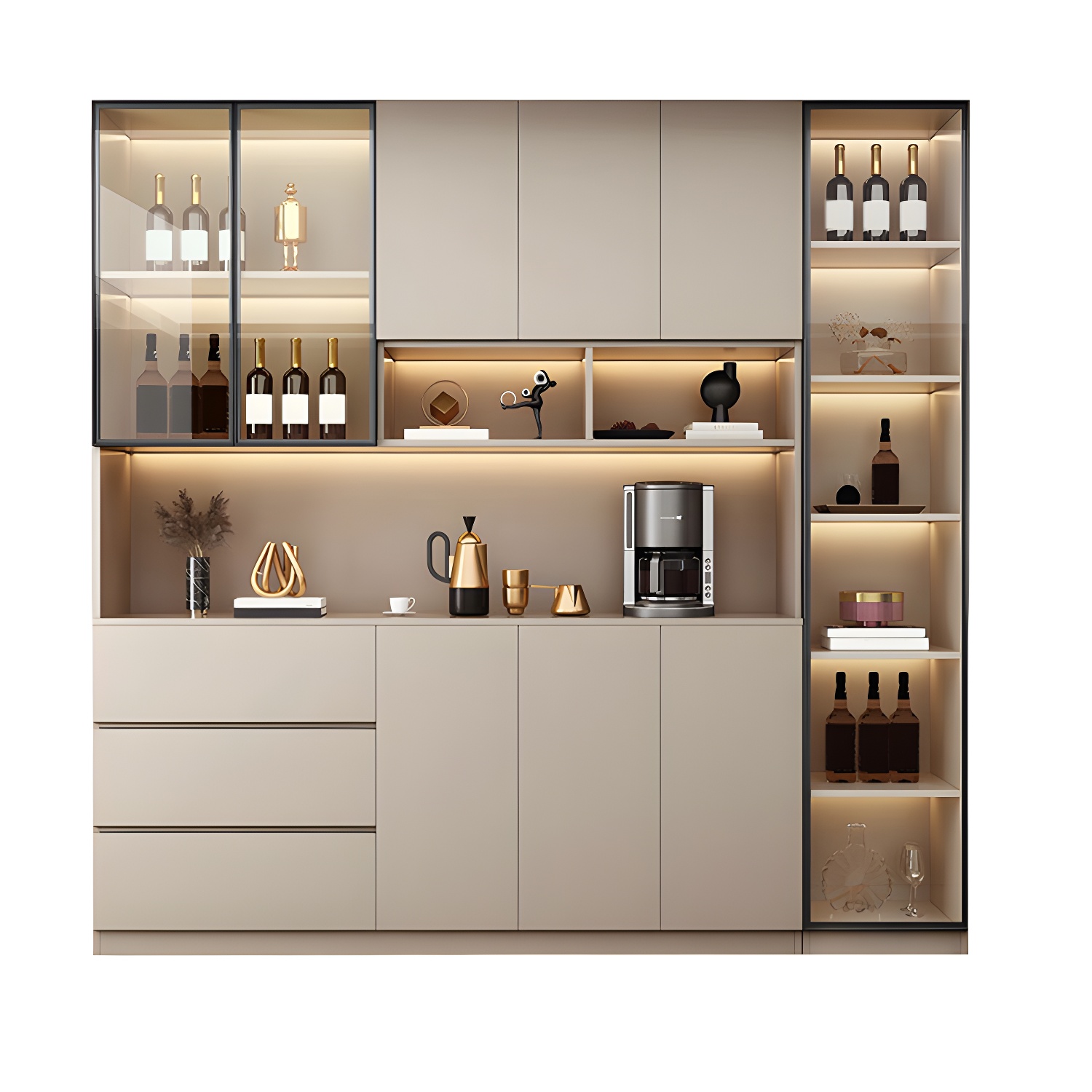Modern Wood Cabinet with Glass Doors and Non-adjustable Shelves - image 5