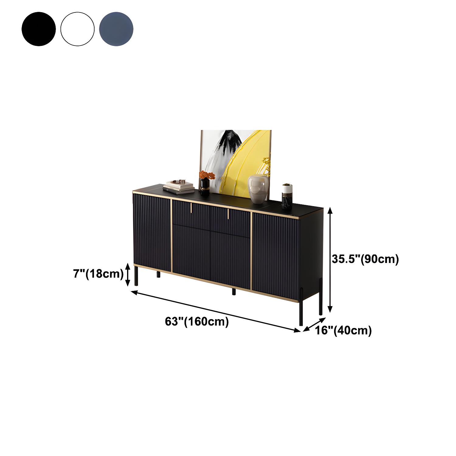 Glam Sideboard Stone Top Sideboard with Door for Living Room - image 19