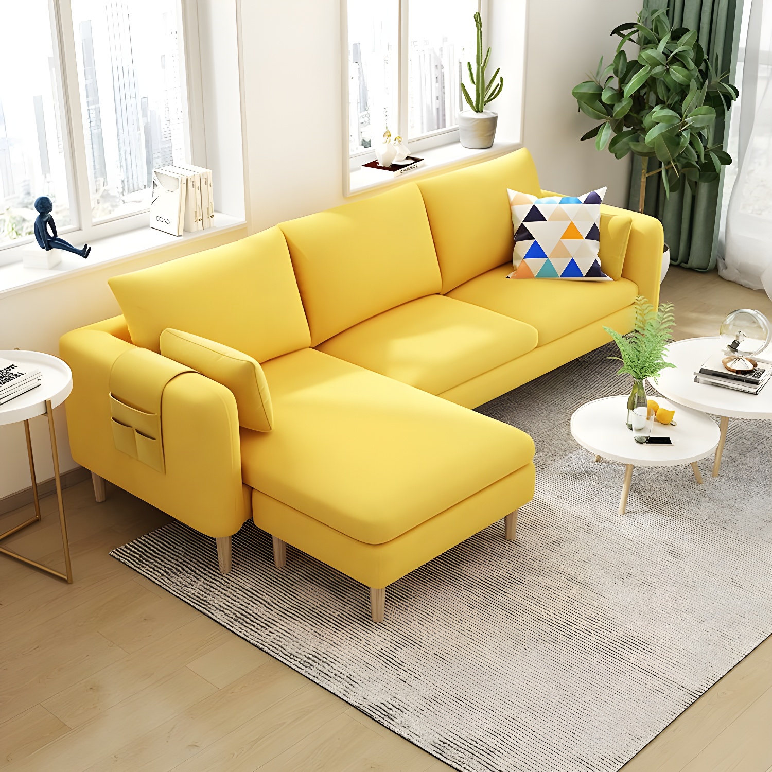 79.5" W L-Shaped Sectional Sofa with Square Arm and Bolster Pillows - image 9