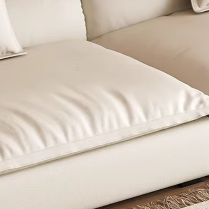 Modern Solid Color Scratch-defiant Standard Sofa in Light Gray/Taupe/Citrus Color, 3-seater with 2 Pillows - image 16