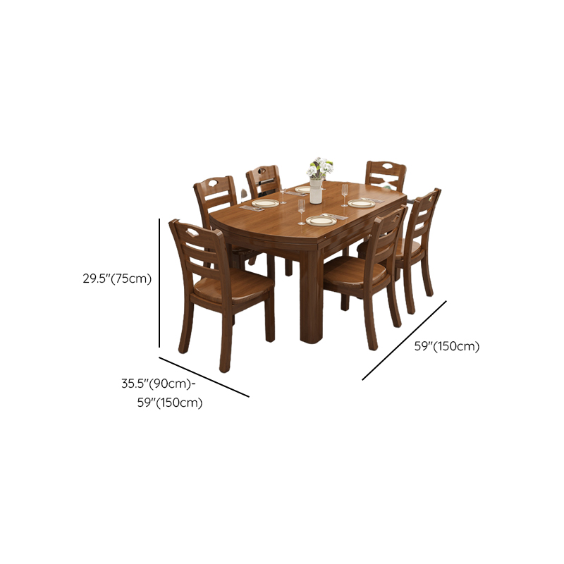 Oval Rubberwood Dining Table Set, Seats 6, Copper/Natural Finish - image 16