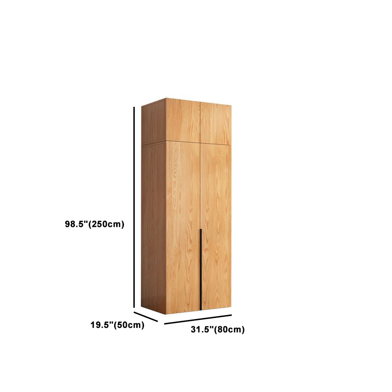 Natural Wood Freestanding Wardrobe Closet with Natural Doors - image 20