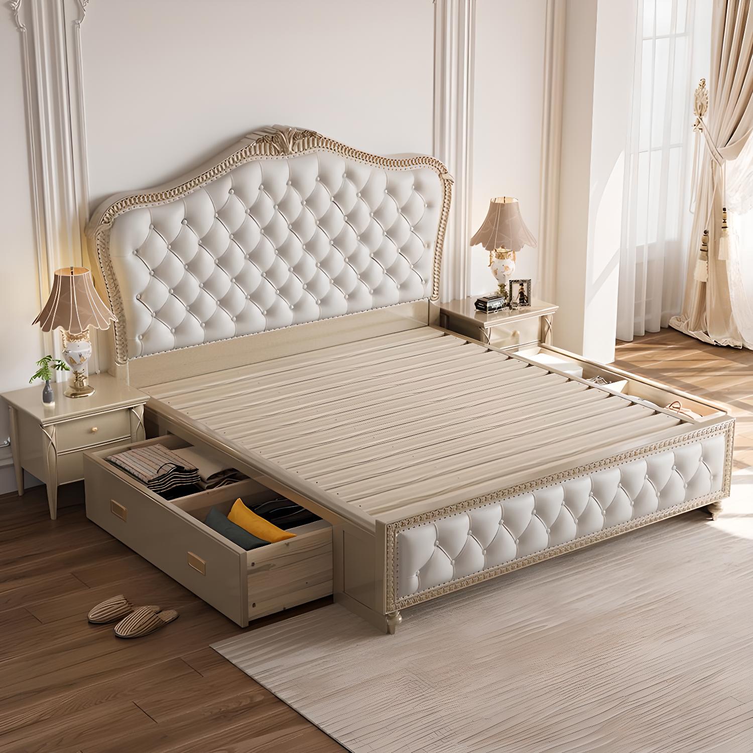 Glam Upholstered Button-tufted Standard Bed with Nailhead Trim - image 3