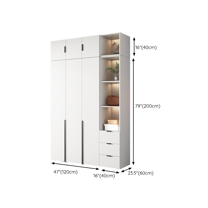 White Wood Wardrobe Armoire with Hinged Doors and Shelves Included - image 29