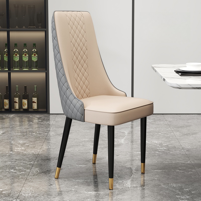 Contemporary Restaurant Armless Chair with Solid Back Panel, Upholstered Metal Legs - image 6