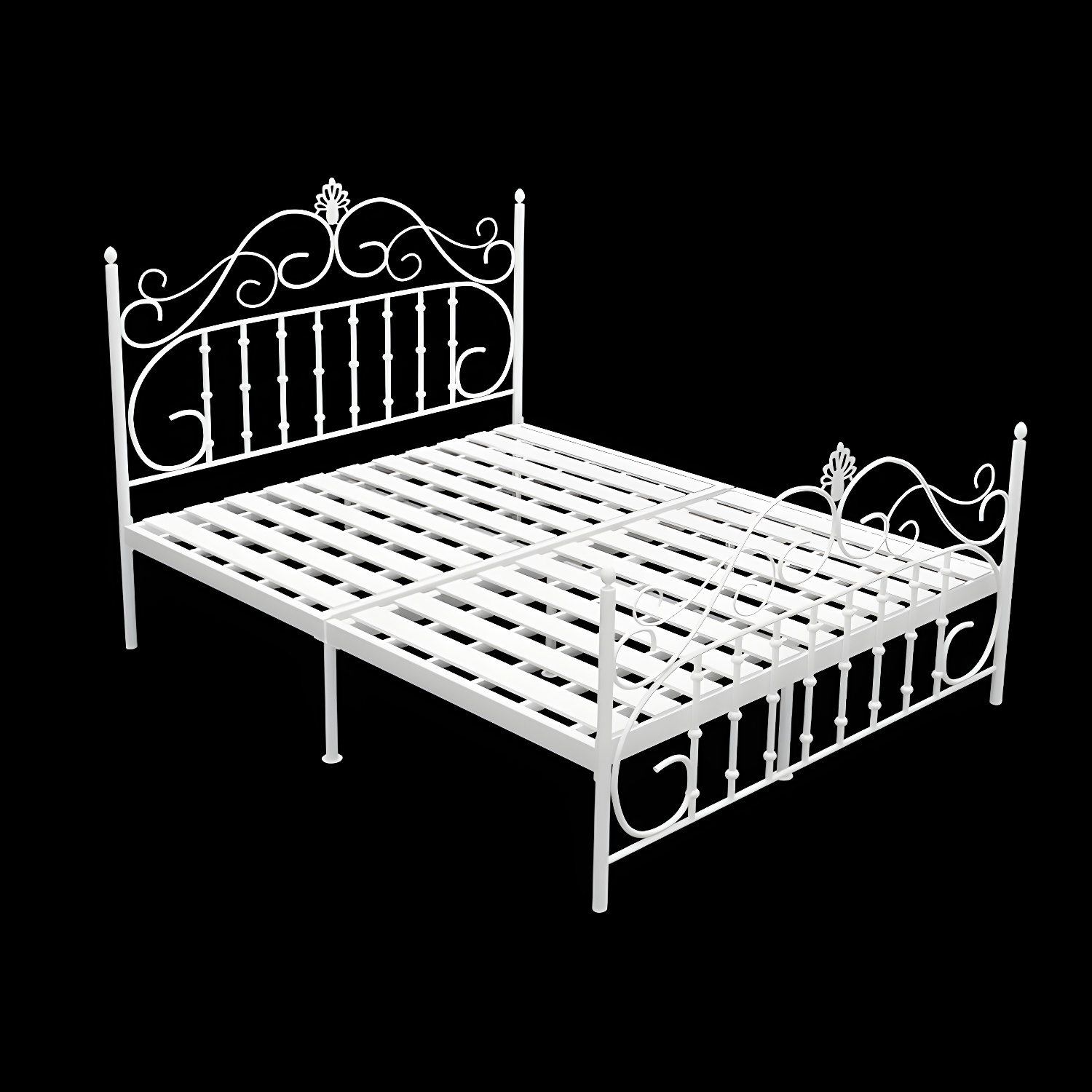 Glam Metal Bed Frame with Camelback Open-Frame Headboard and Footboard - image 10