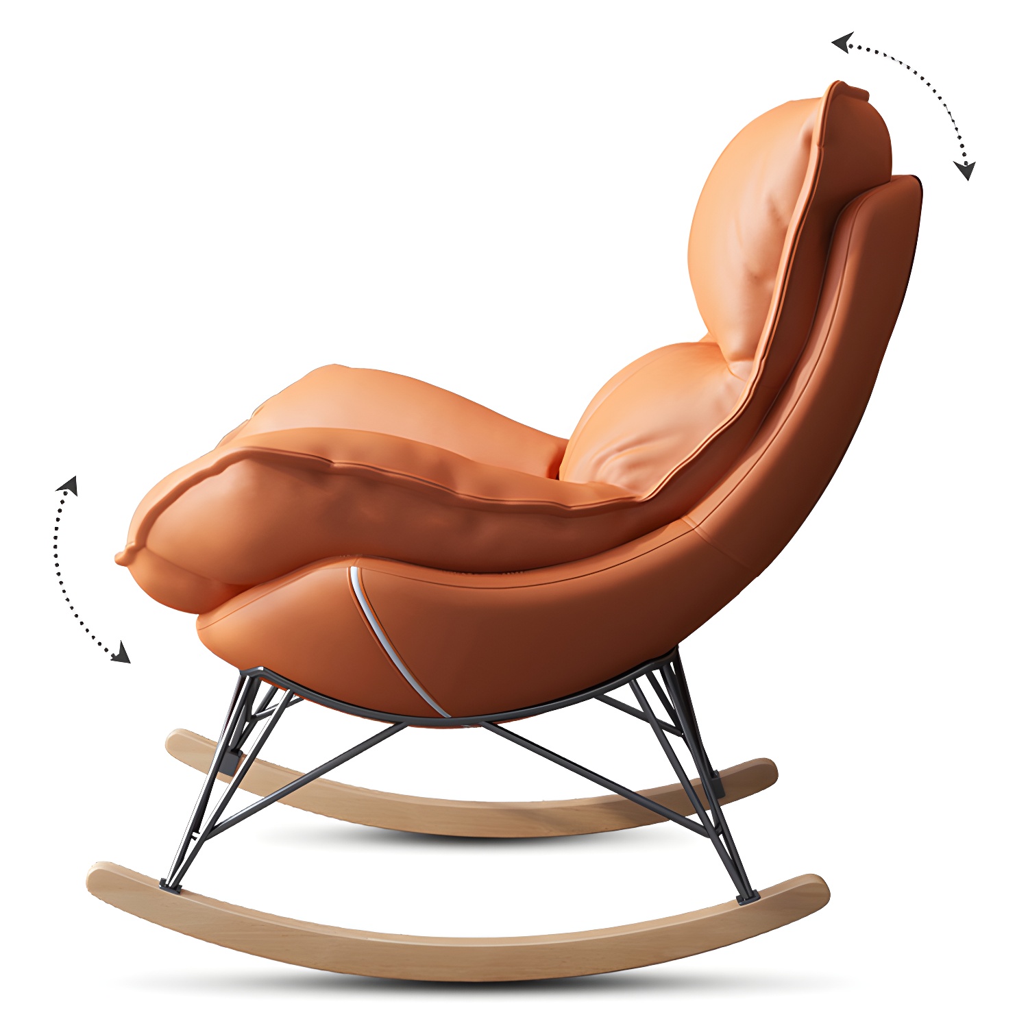 Stylish Modern Indoor Rocking Chair with Ottoman - Upholstered Seat and Natural Wood Legs - image 17