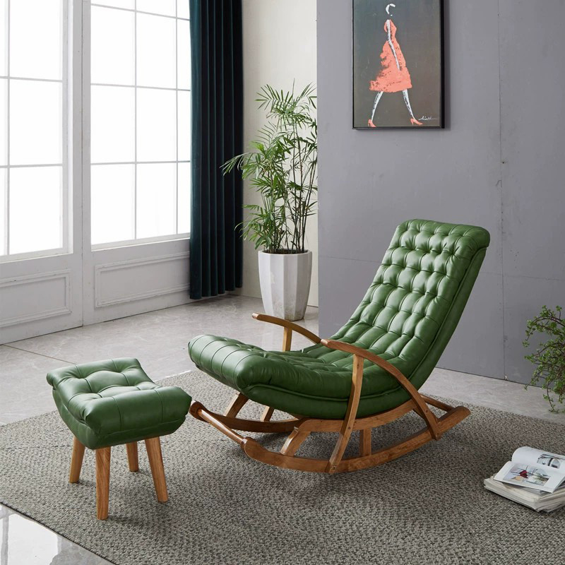 Stylish Upholstered Rocking Chair with Natural Wood Legs In Modern Design - image 12