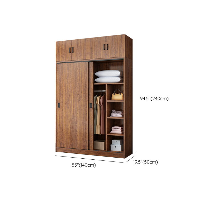 Modern Wooden Wardrobe Armoire with 3 Clothing Rods and Interior Shelves - image 30