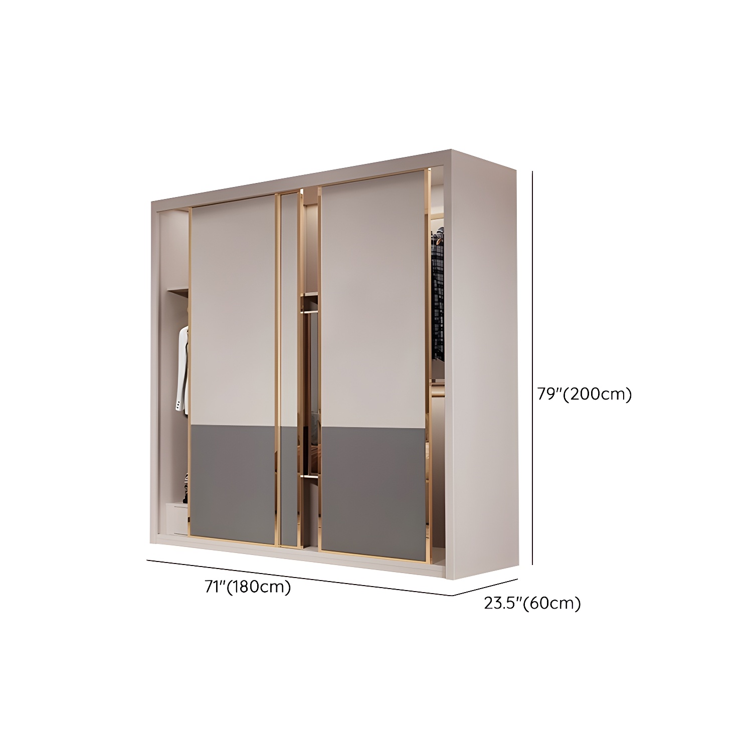 Modern Brown Wooden Wardrobe Armoire with Mirror, Drawers, and Shelves - image 12