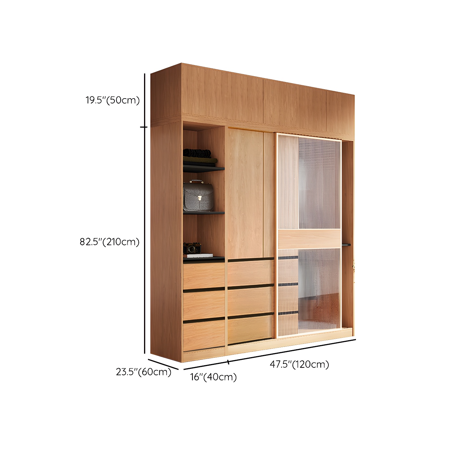 Engineered Wood Wardrobe Armoire with Drawer Modern Wardrobe Closet - image 27