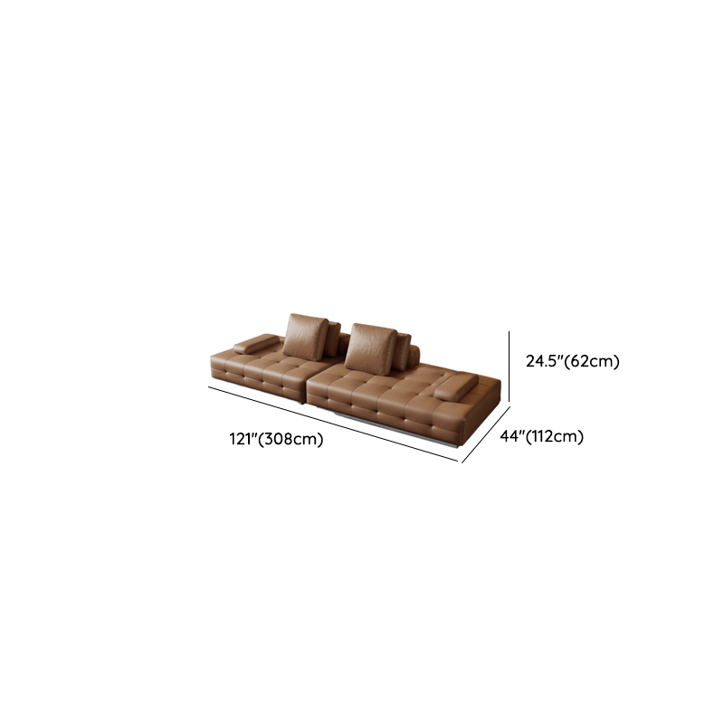 Tear Resistant Standard Sofa in Coffee Leather with 4 Pillows - image 13